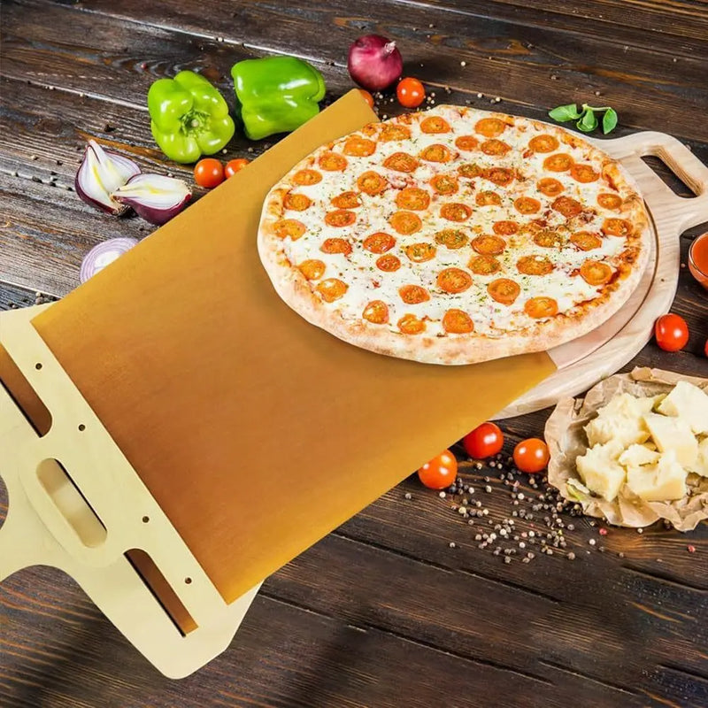 alt="Pá Deslizante para Pizza em madeira, utensílio de cozinha antiaderente"